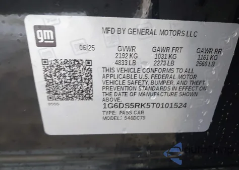 2026 Cadillac Ct5 Premium Luxury Rwd z USA, uszkodzony, nr VIN 1G6DS5RK5T0101524